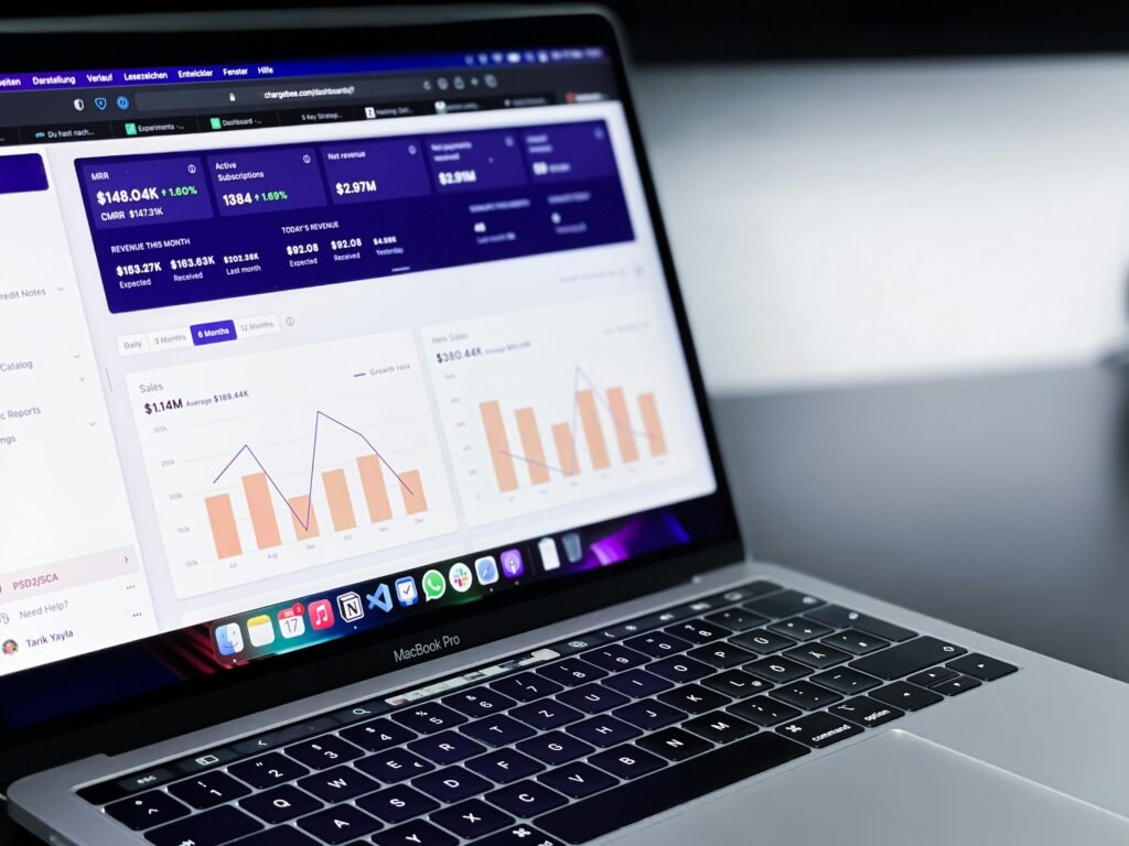 Analytics dashboard representing AI visibility, prompt tracking and search performance research