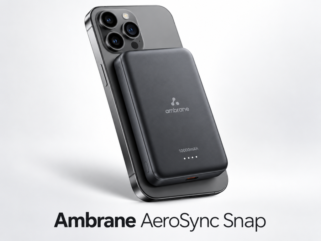 Illustrative visual of the Ambrane AeroSync Snap magnetic power bank