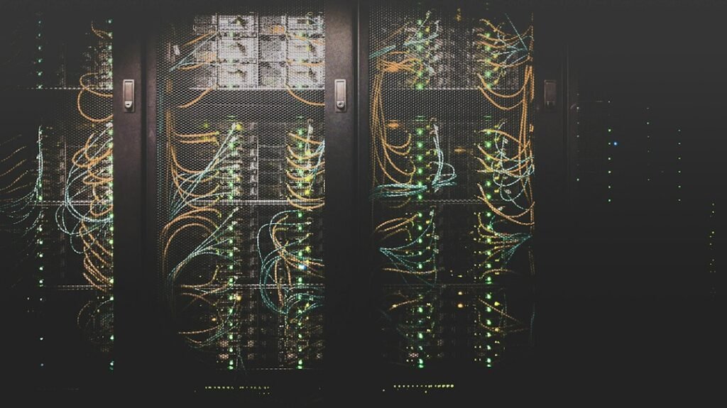 Connected server infrastructure illustrating Model Context Protocol and AI tool connections